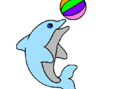 Desenho Golfinho a jogar com uma bola pintado por GOLFINHO
