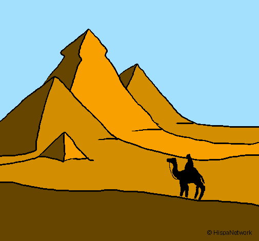 Desenho Paisagem com pirâmides pintado por Deserto