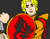 Desenho Cavaleiro com escudo de leão pintado por hannydays