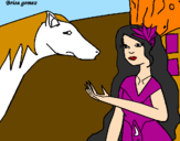 Desenho Princesa e cavalo pintado por danielle oliveira gama