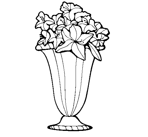 Desenho Jarro de flores pintado por mesa com jarro de flor
