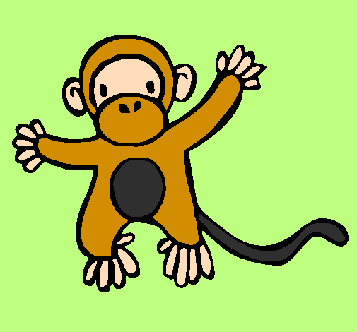 Desenho Gracioso pintado por macaco laranja