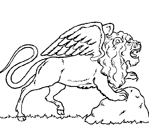 Desenho Leão alado pintado por  leão de asas