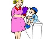 Desenho Enfermeira e menino pintado por medico