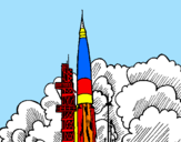 Desenho Lançamento foguete pintado por joaõ