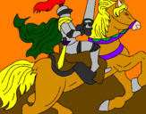 Desenho Cavaleiro a cavalo pintado por camile