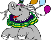 Desenho Elefante com 3 balões pintado por larissa