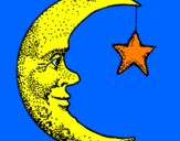 Desenho Lua e estrela pintado por aaa