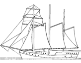Desenho Veleiro de três mastros pintado por veleiro