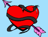 Desenho Coração com seta pintado por aline/puffle rosa cp