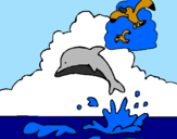 Desenho Golfinho e gaviota pintado por vanessa