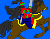Desenho Cavaleiro a cavalo pintado por angelo