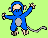 Desenho Gracioso pintado por macaco azul
