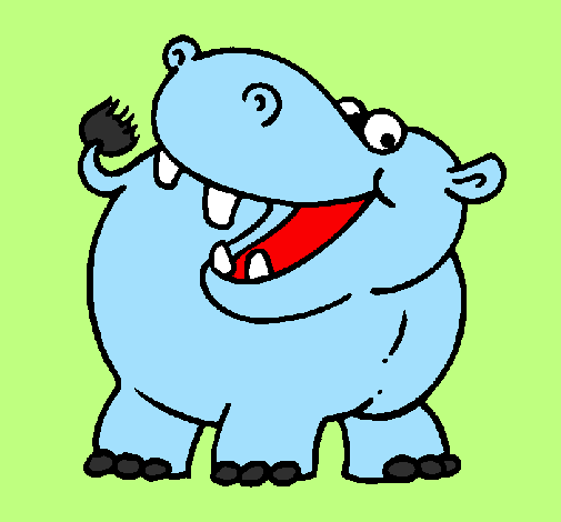 Desenho Hipopótamo pintado por hipo azul