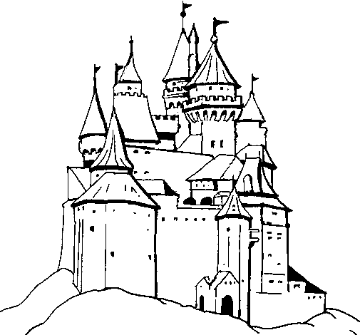 Desenho Castelo medieval pintado por Biah Trabalho castelo med