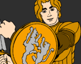 Desenho Cavaleiro com escudo de leão pintado por ronaldo