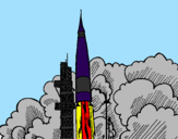 Desenho Lançamento foguete pintado por Lary
