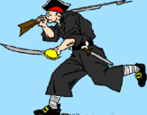 Desenho Pirata com espadas pintado por renan e jose