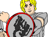 Desenho Cavaleiro com escudo de leão pintado por vitor gomes