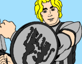 Desenho Cavaleiro com escudo de leão pintado por emanoel