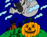 Desenho Paisagem Halloween pintado por A noite do TRROR