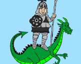 Desenho Cavaleiro São Jorge e o dragão pintado por Emanoel