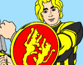 Desenho Cavaleiro com escudo de leão pintado por ingrid