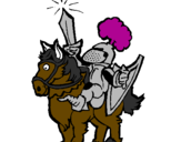 Desenho Cavaleiro a alçar a espada pintado por eryki