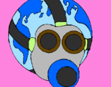 Desenho Terra com máscara de gás pintado por g1.com.br/programadojo