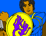 Desenho Cavaleiro com escudo de leão pintado por izabel