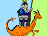 Desenho Cavaleiro São Jorge e o dragão pintado por gabrielle silva