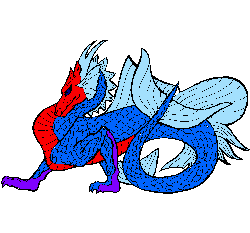 Desenho Dragão de mar pintado por deus dragão poseidon