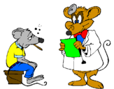 Desenho Doutor e paciente rato pintado por vini