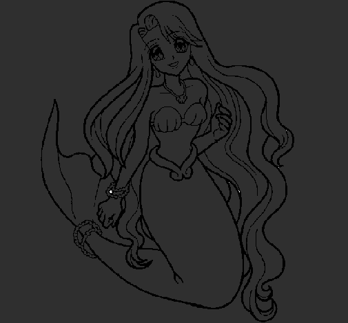 Desenho Pequena Sereia pintado por cu de negro no escuro
