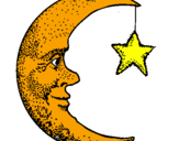 Desenho Lua e estrela pintado por tainara