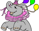 Desenho Elefante com 3 balões pintado por lali