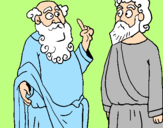 Desenho Sócrates e Platão pintado por Taís Dantas