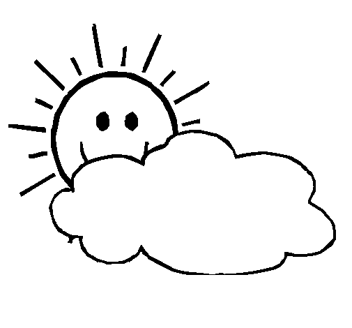 Desenho Sol e nuvem pintado por RAFAELLA