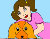 Desenho Menina a abraçar o seu cão pintado por Shy