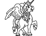 Desenho Unicórnio com asas pintado por gby
