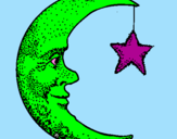 Desenho Lua e estrela pintado por leticia 