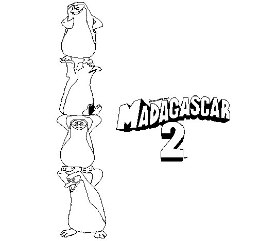 Desenho Madagascar 2 Pingüinos pintado por bola