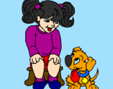 Desenho Menina com o seu cãozito pintado por Menina com o seu cãozitoc