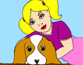 Desenho Menina a abraçar o seu cão pintado por fernanda