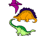 Desenho Três classes de dinossauros pintado por Loys