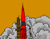 Desenho Lançamento foguete pintado por joao guilherme 5 anos