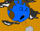 Desenho Terra doente pintado por poluicão