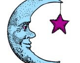 Desenho Lua e estrela pintado por ana