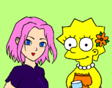 Desenho Sakura e Lisa pintado por nana