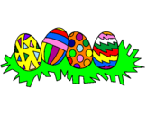 Desenho Ovos de páscoa III pintado por ovos coloridos